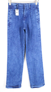 DENHAM Judy Flare Women's Jeans W26/L32 Blue Stretchy Cotton High Waist Pleated