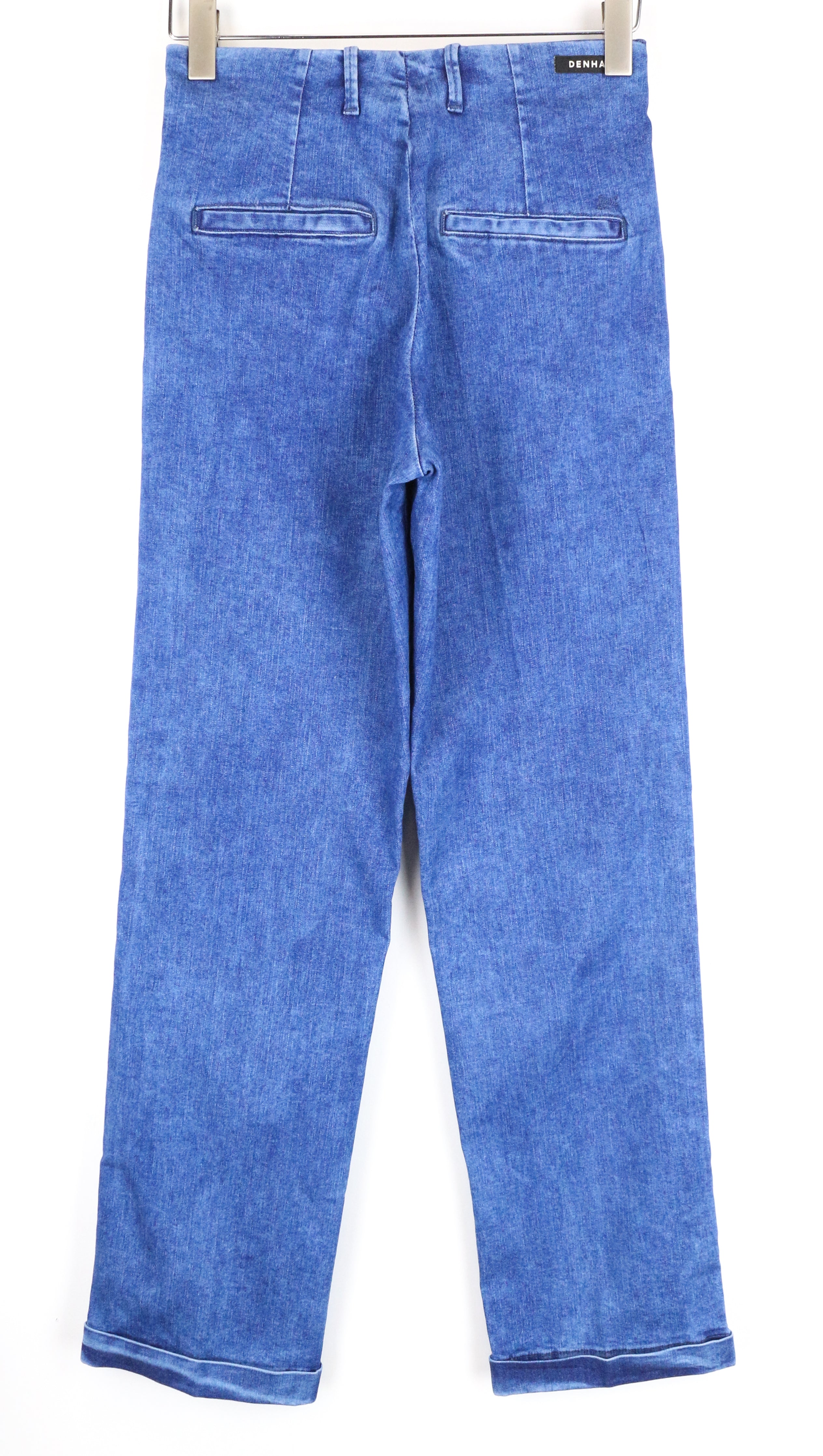 DENHAM Judy Flare Women's Jeans W26/L32 Blue Stretchy Cotton High Waist Pleated