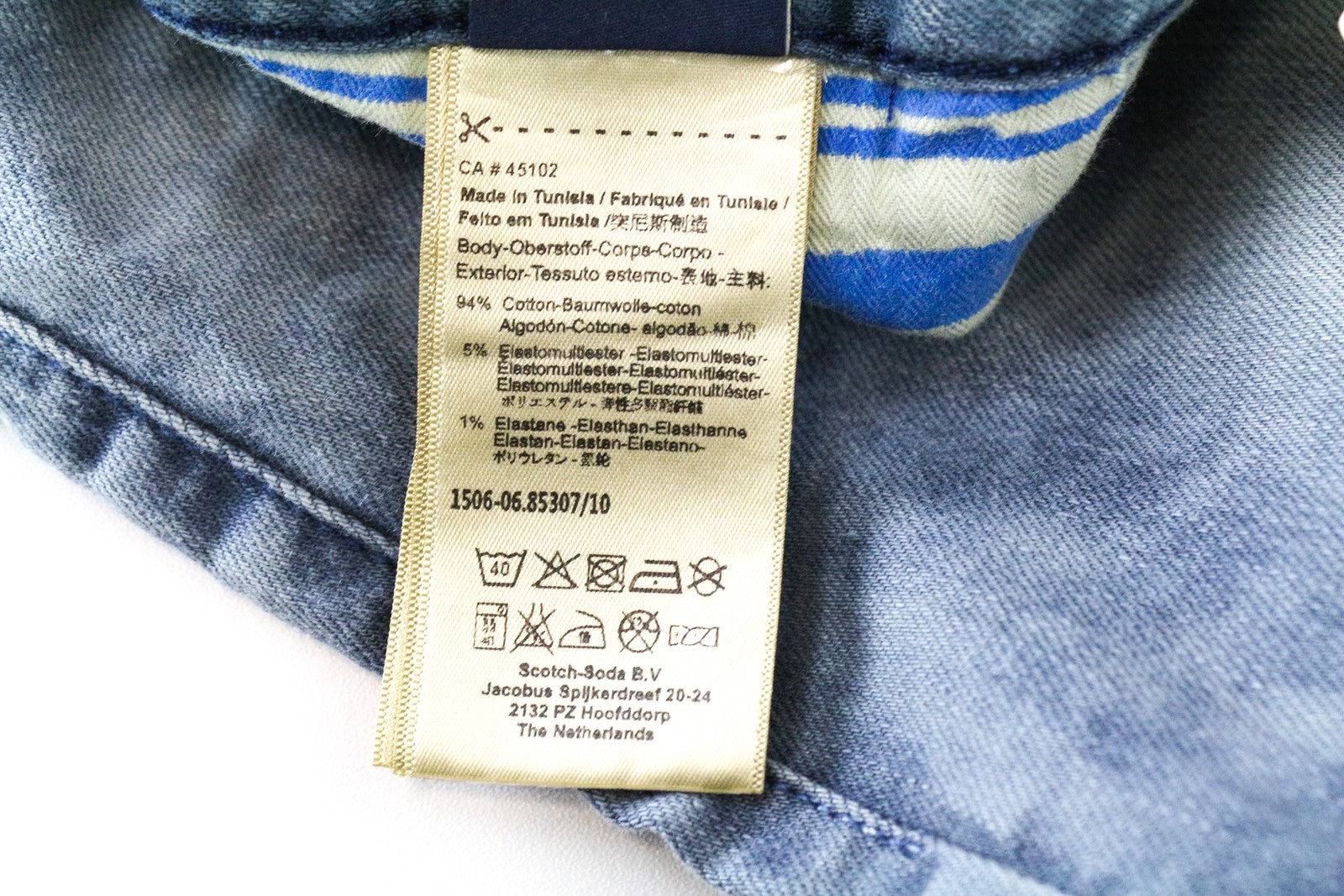 SCOTCH &amp; SODA Skim W33/L34 skalbto džinso aptempti mėlyni tamprūs vyriški džinsai 