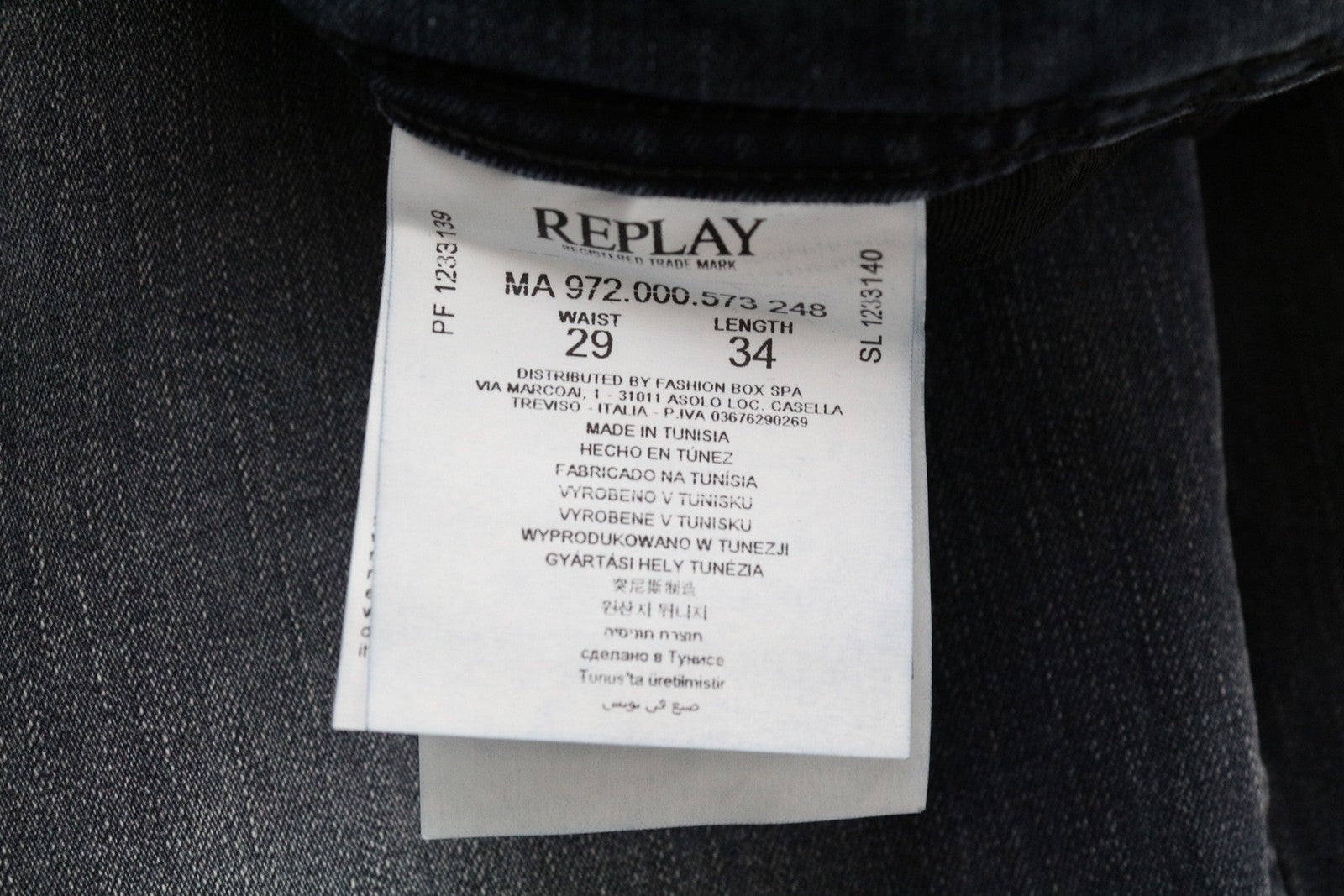 REPLAY Grover Straight džinsai W29/L34 mėlyni tamprūs medvilniniai skalbto kirpimo vyriški džinsai 