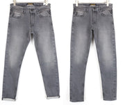 REPLAY Grover W30/L34 Straight Selvedge Grey Stretchy Cotton Washed Men Jeans