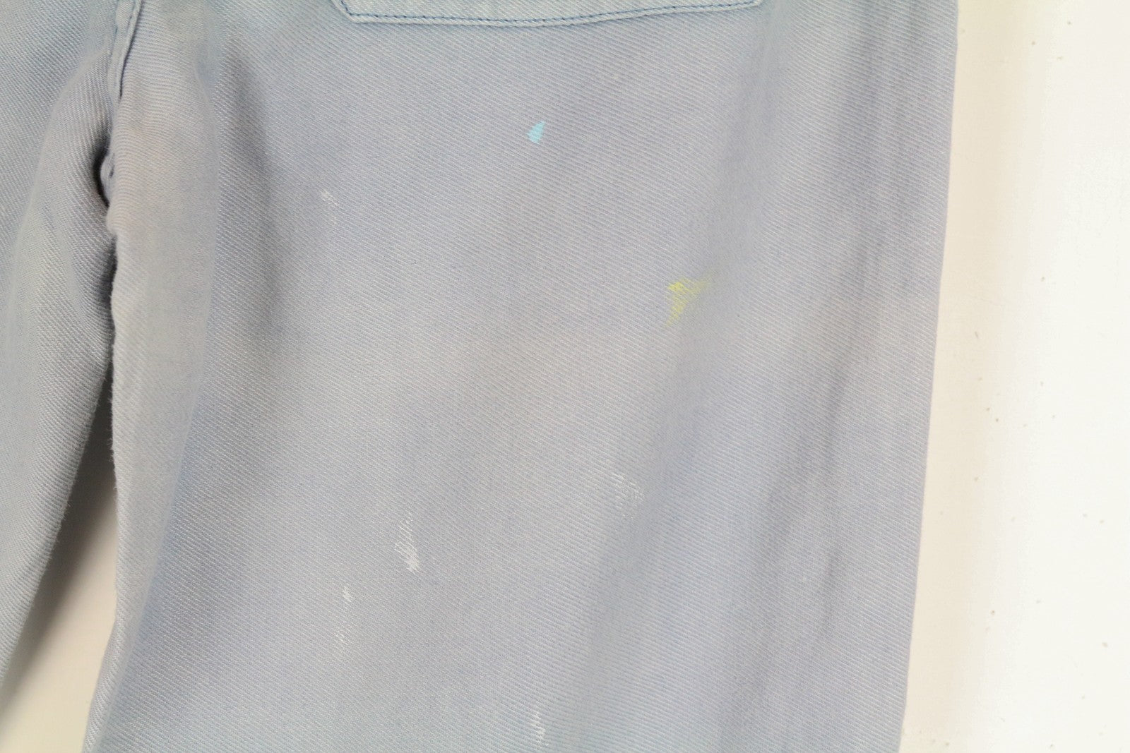 DENHAM Bonnie Wide Leg Women's Trousers W26/L28 Blue Aged Look Linen Paint