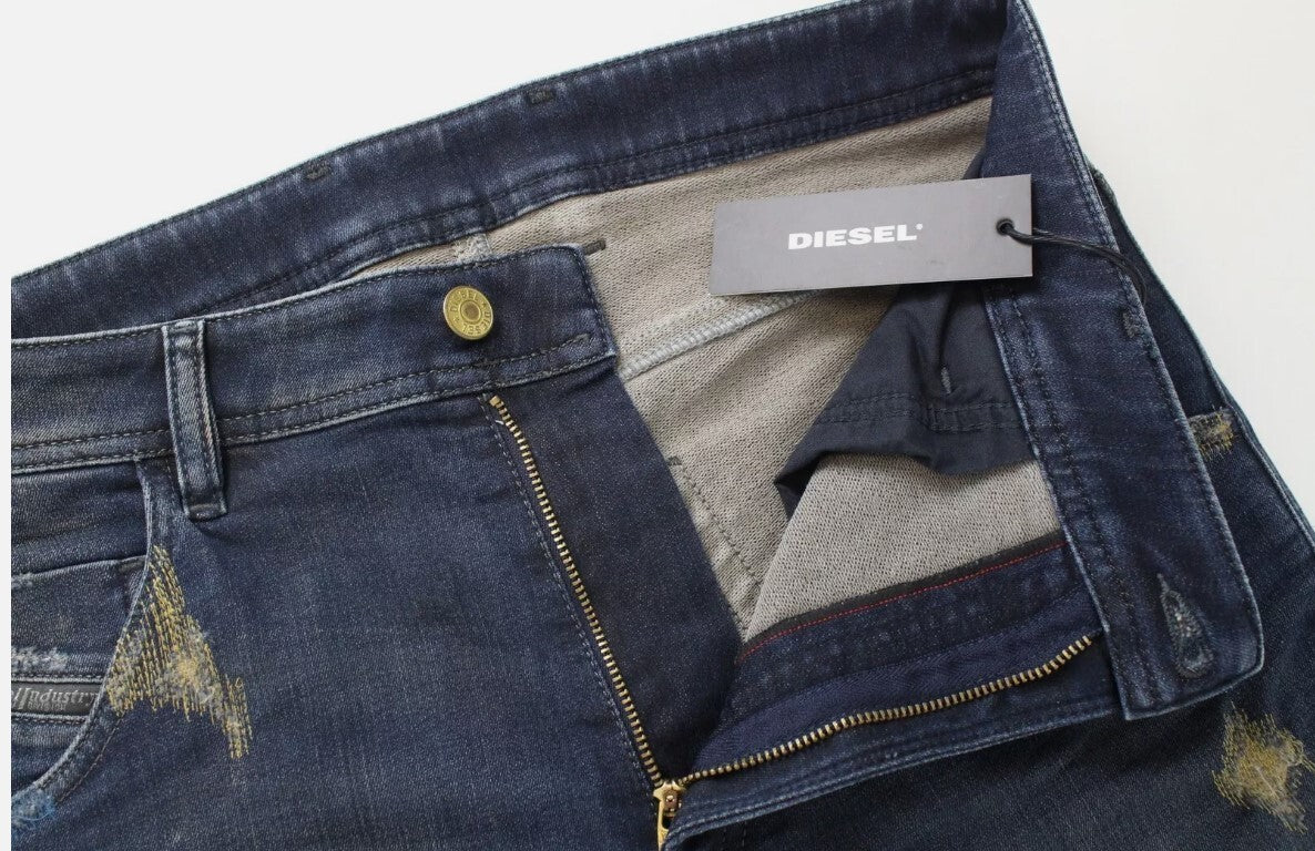 DIESEL Krooley-X-T 0870Z Mens Jeans W28 Blue Jogg Stretchy Distressed Slim