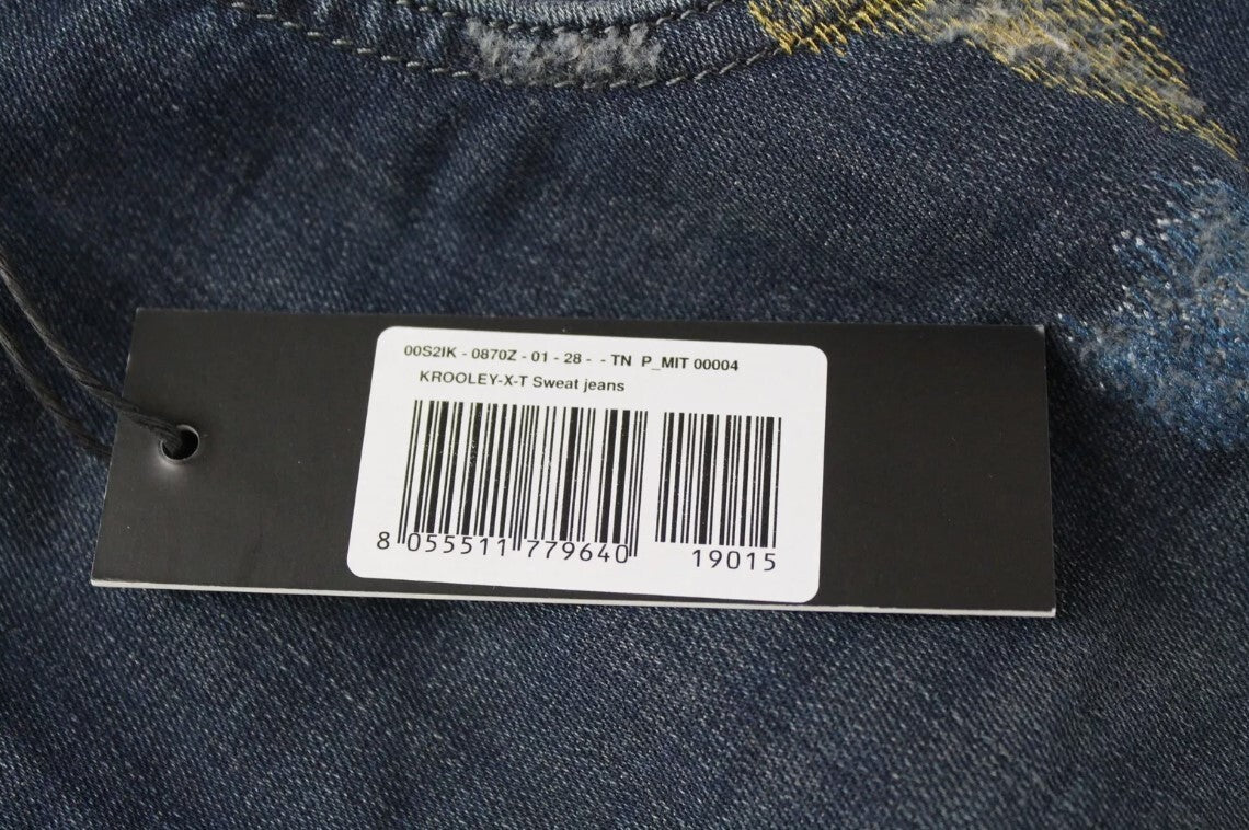 DIESEL Krooley-X-T 0870Z Mens Jeans W28 Blue Jogg Stretchy Distressed Slim