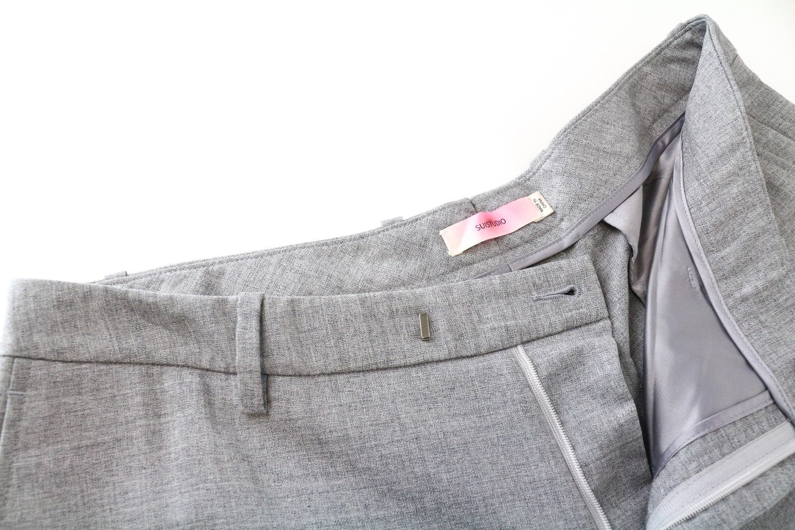 SUISTUDIO Women's Robin Trousers UK16S Grey Wool Pleated Dress Office Pants