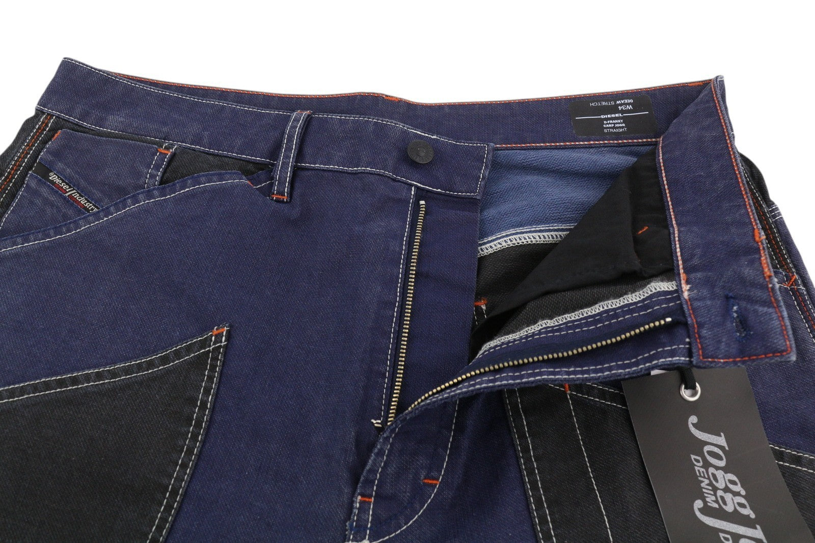 DIESEL D-Franky Carp Jogg 0EEAW Men Jeans W34 Straight Fit Stretch Zip RRP€200