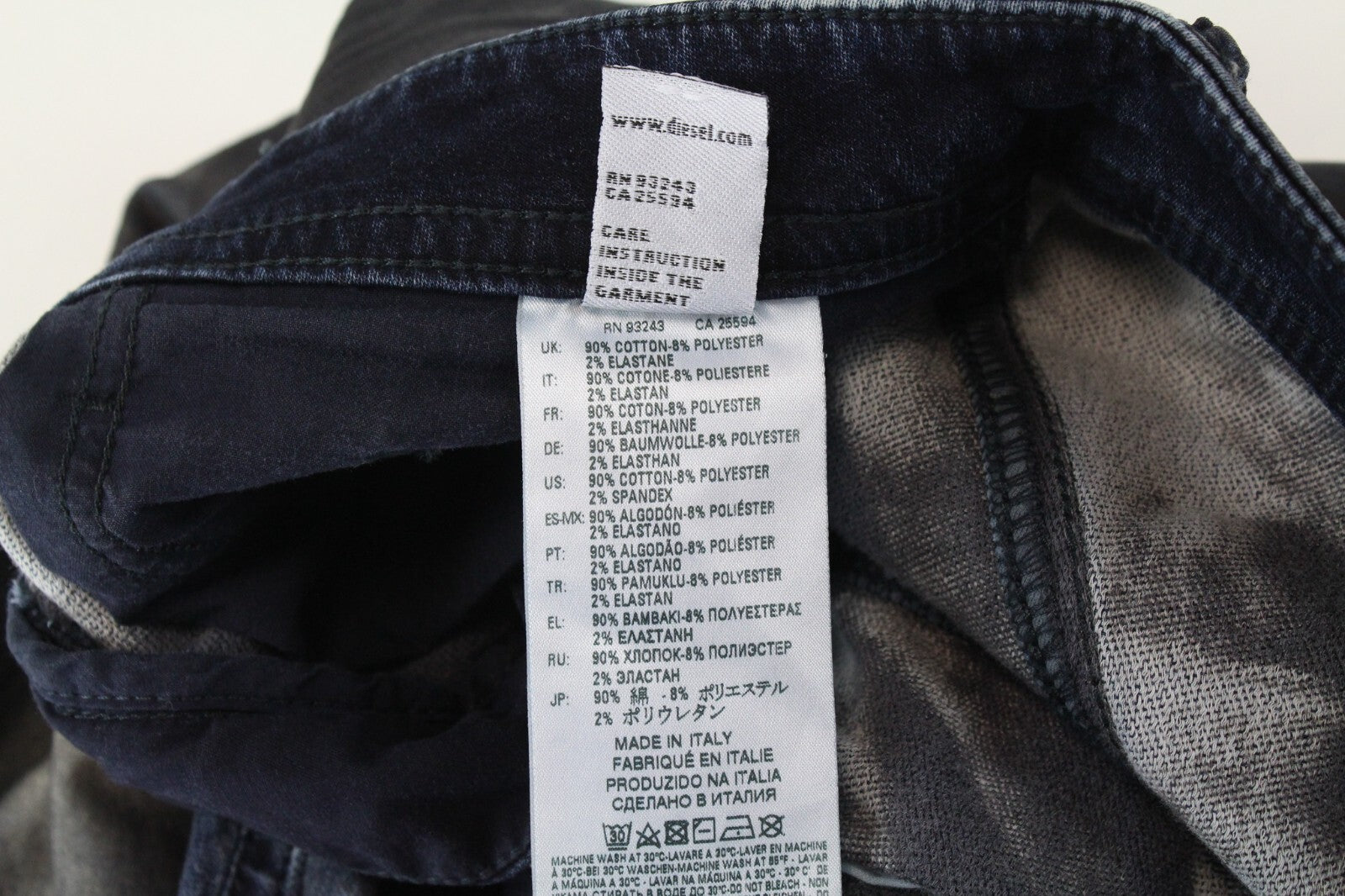 DIESEL Thommer CB-NE 085AZ vyriški džinsai W28 pilka mėlyna plona vaškuota Jogg elastinga 