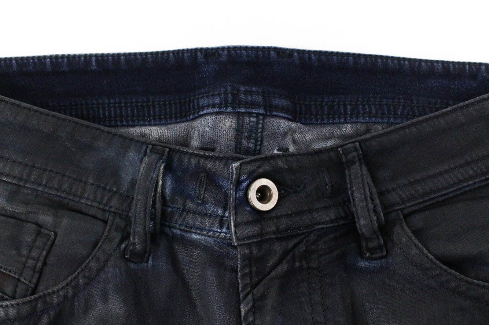 DIESEL Thommer CB-NE 085AZ vyriški džinsai W28 pilka mėlyna plona vaškuota Jogg elastinga 