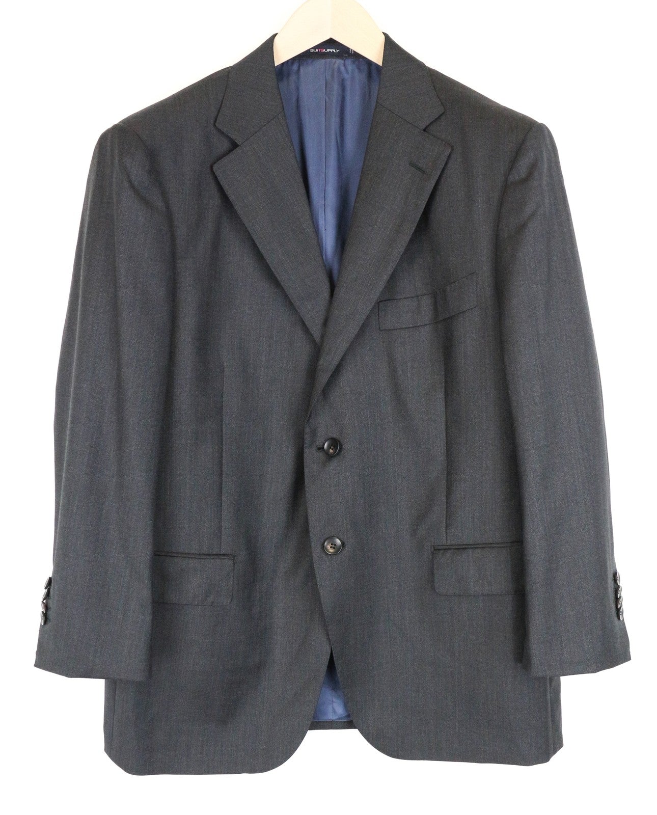 „SUITSUPPLY Napoli UK46S“ pilkas vilnonis vyriškas švarkas su pamušalu, vienaeilis 