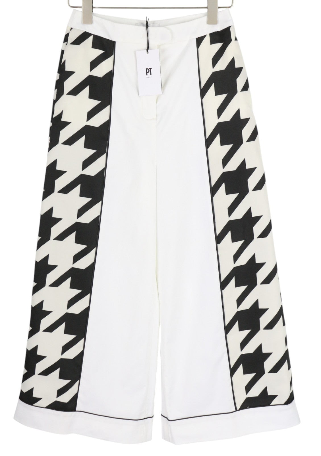 PT TORINO Mia Women Trousers 42 W26 White Flared Leg Patterned Ankle Length