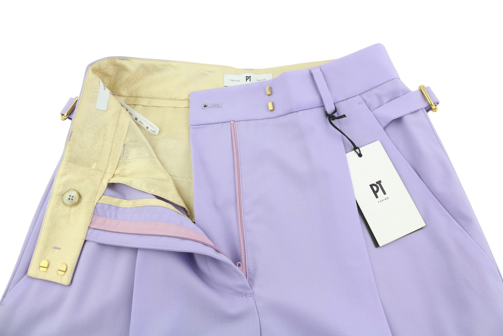 PT TORINO Isabel Women Trousers 40 W26 Purple Violet Fleece Wool Blend RRP€350