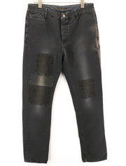 NUDIE JEANS Khaki Mens Trousers W32/L34 Regular  Cotton Stretchy Patched Black