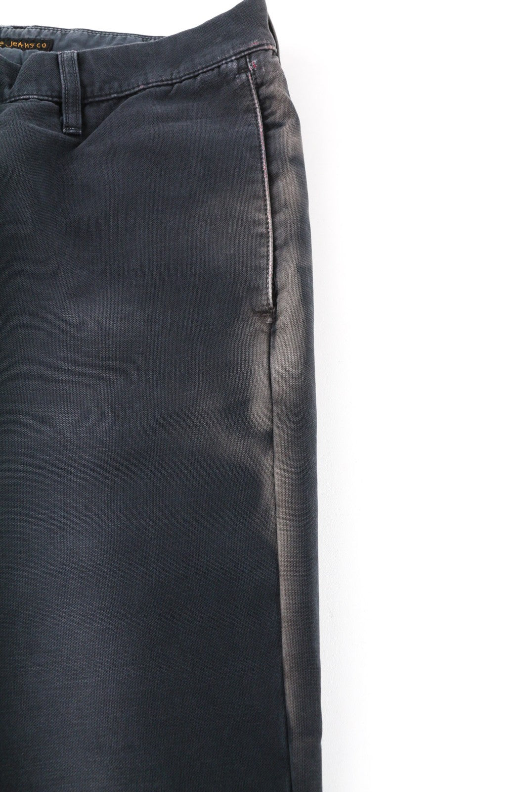 NUDIE JEANS Khaki Mens Trousers W32/L34 Regular  Cotton Stretchy Patched Black