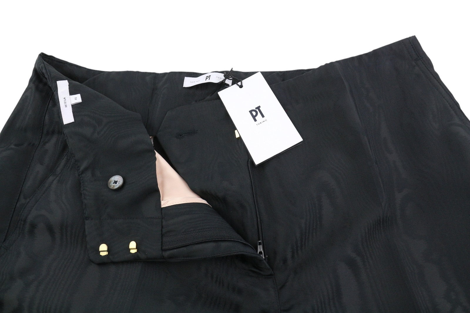 PT TORINO Mirna Women Trousers 46 W34 Black Regular Fit Patterned Zip Pockets