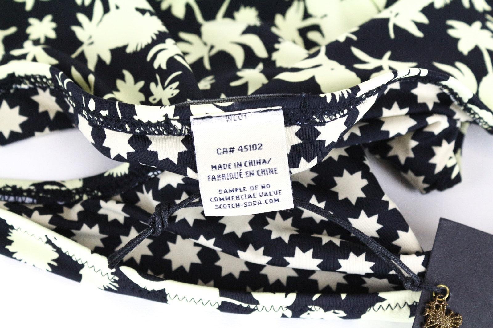 MAISON SCOTCH ~XS Black Bikini Bottom Printed Pool Summer Swimwear