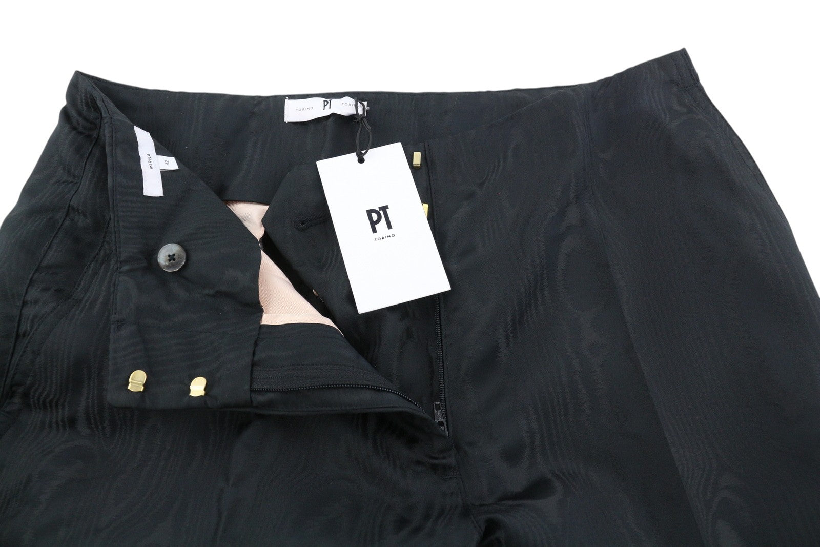 PT TORINO Mirna Women Trousers 42 W30 Black Regular Fit Patterned Zip Pockets