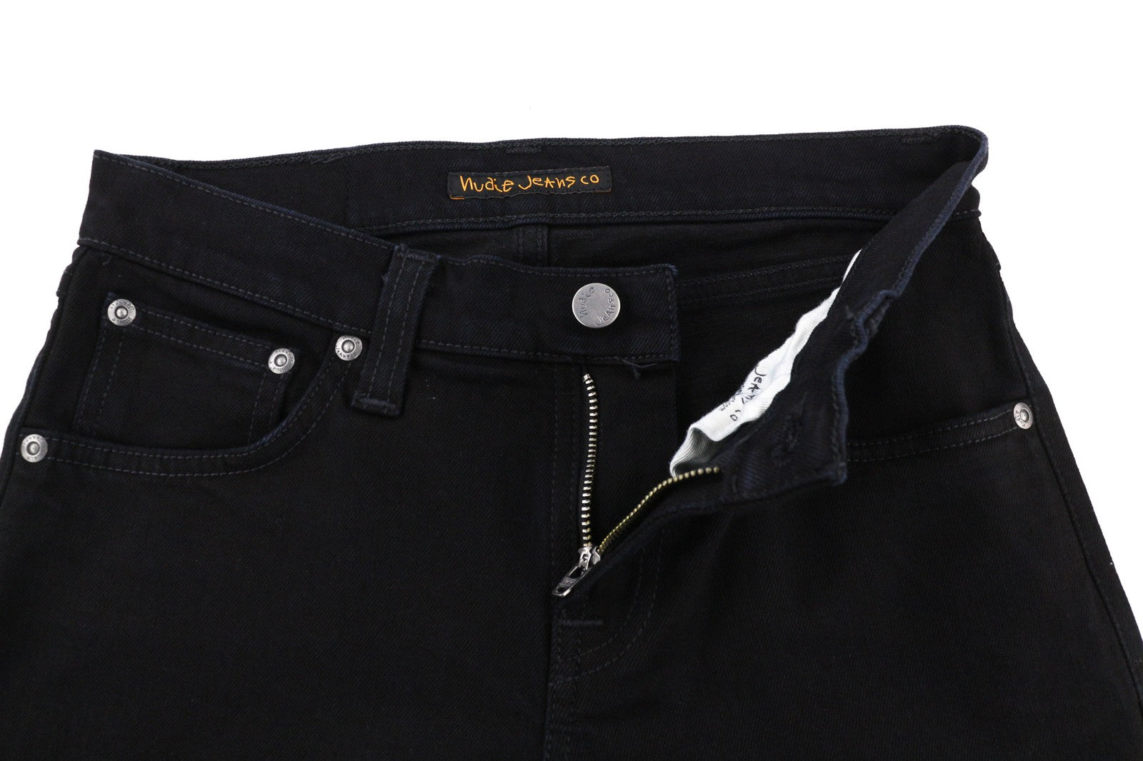 NUDIE JEANS Long John Womens Jeans W26/L30 Slim  Cotton Stretchy Black 5-Pocket