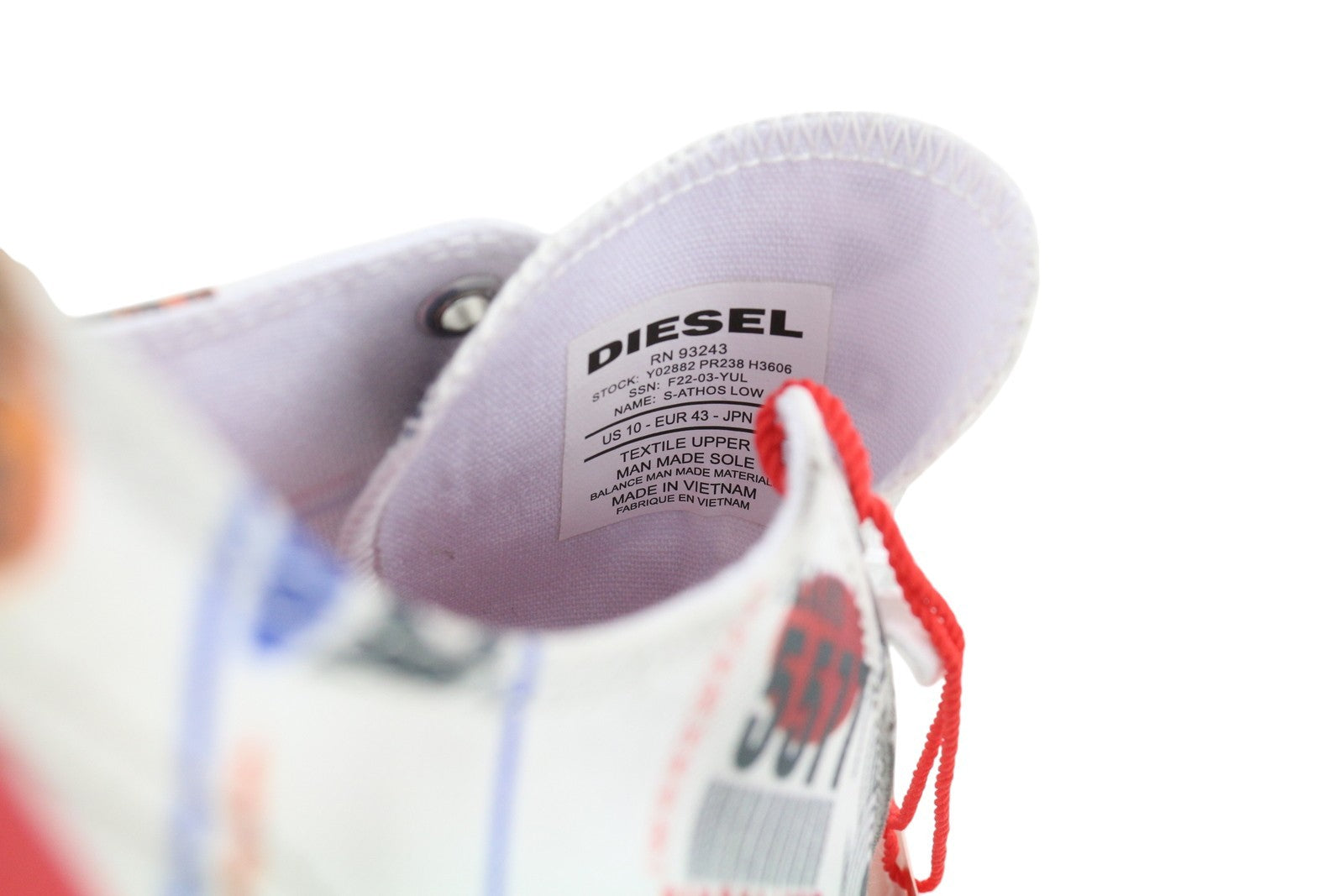 DIESEL S-Athos Low Men Sneakers EU43 Patterned Low Top Laced Almond Toe RRP€160