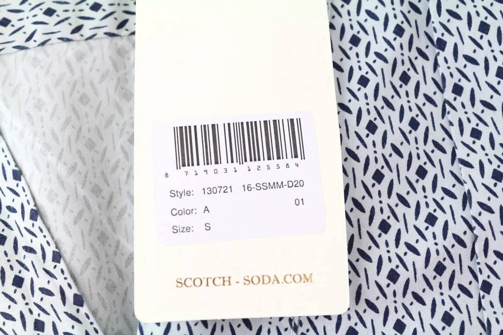 SCOTCH & SODA Ams Couture S Men Shirt White Cotton Long Sleeve Patterned