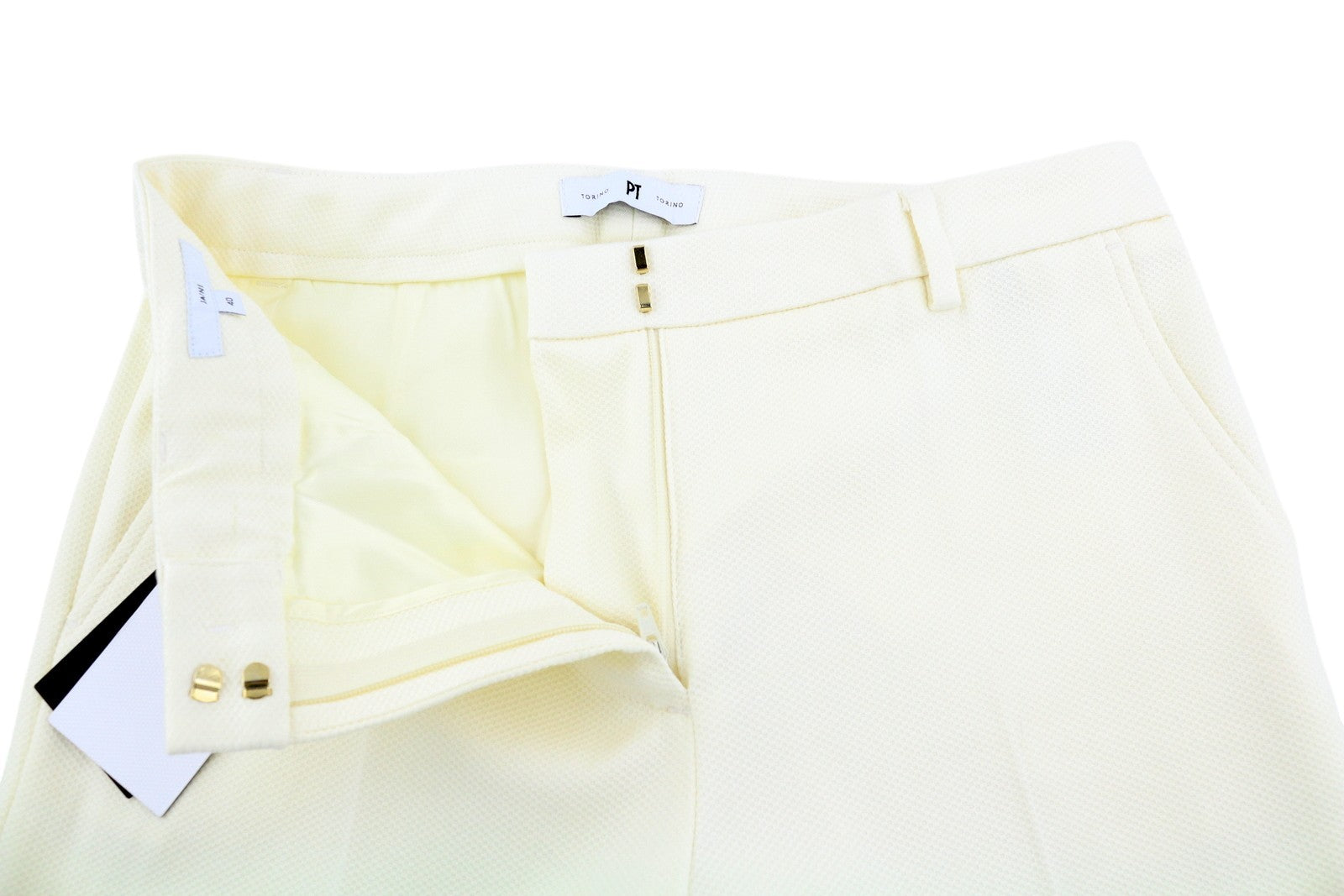 PT TORINO Jaine Women Trousers 40 Off White Bootcut Fit Ankle Length Zip RRP€249