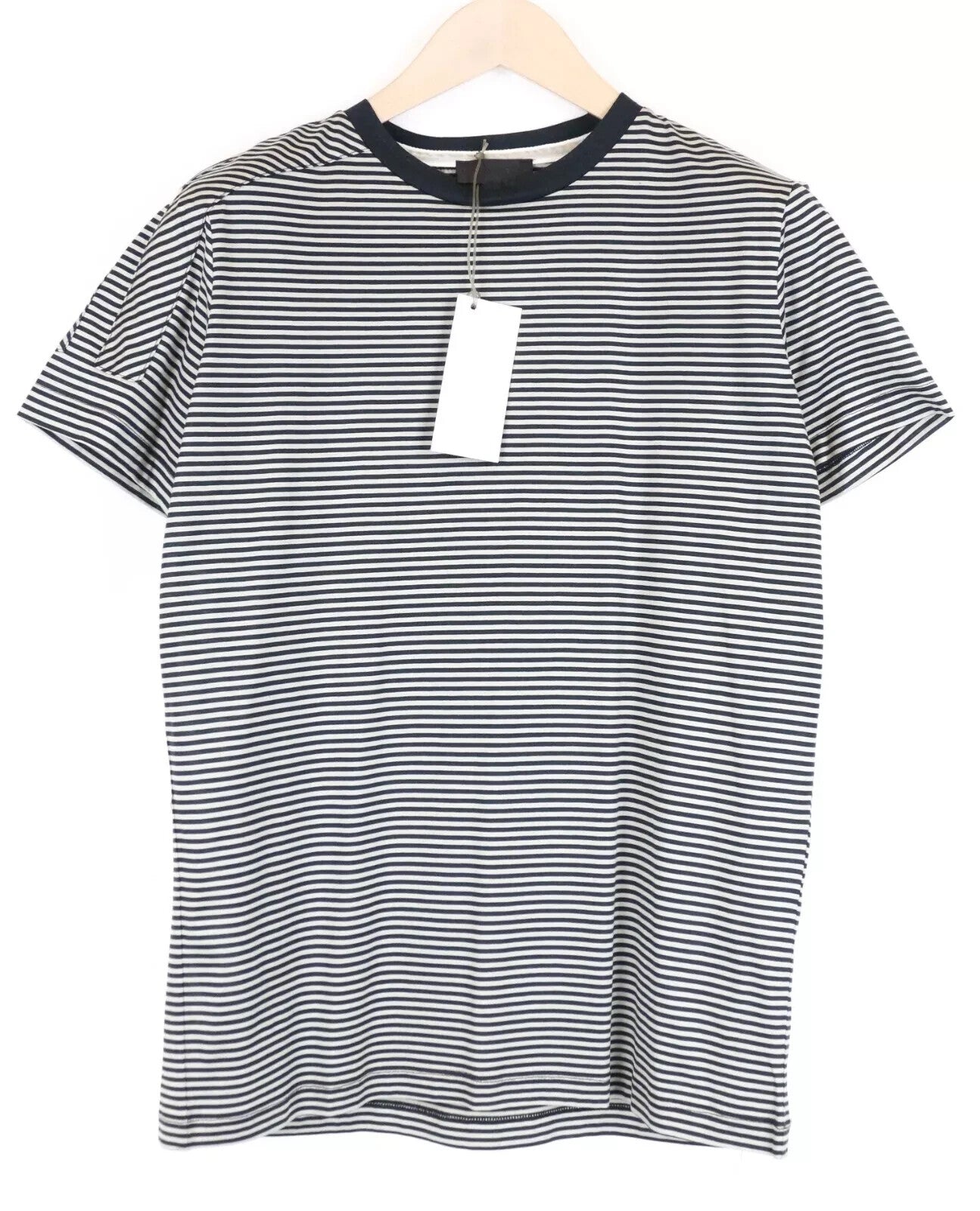 RICHMOND Men T-Shirt L Grey Cotton Stripe Short Sleeve Summer