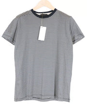 RICHMOND Men T-Shirt L Grey Cotton Stripe Short Sleeve Summer