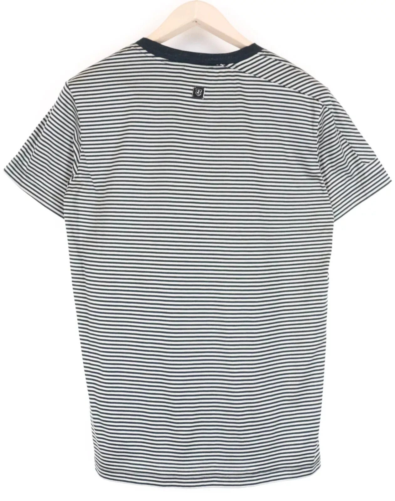 RICHMOND Men T-Shirt L Grey Cotton Stripe Short Sleeve Summer
