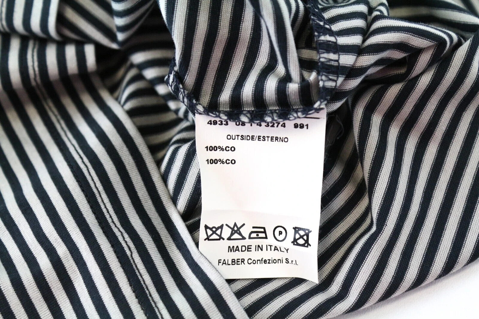 RICHMOND Men T-Shirt L Grey Cotton Stripe Short Sleeve Summer