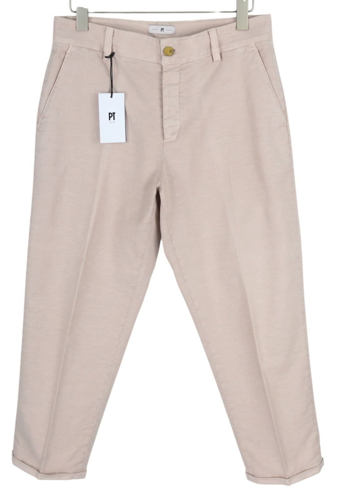PT TORINO Gio Women Trousers 46 W33 Chino Slim Turn-Up Linen Blend Pink RRP€240