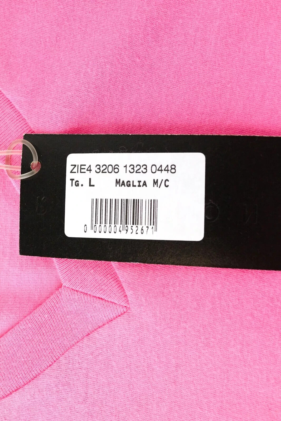 RICHMOND V-Neck Men T-Shirt L Pink Cotton Short Sleeve Summer Plain