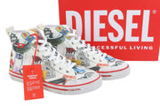 DIESEL S-Athos Mid Men Sneakers EU41 Patterned High Top Laced Almond Toe RRP€160