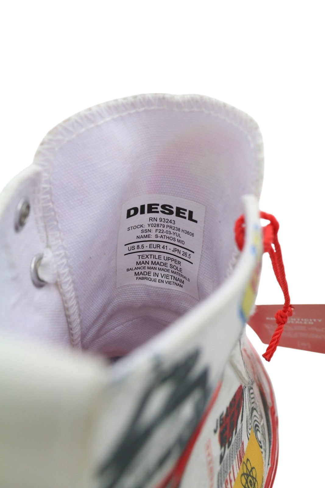 DIESEL S-Athos Mid Men Sneakers EU41 Patterned High Top Laced Almond Toe RRP€160