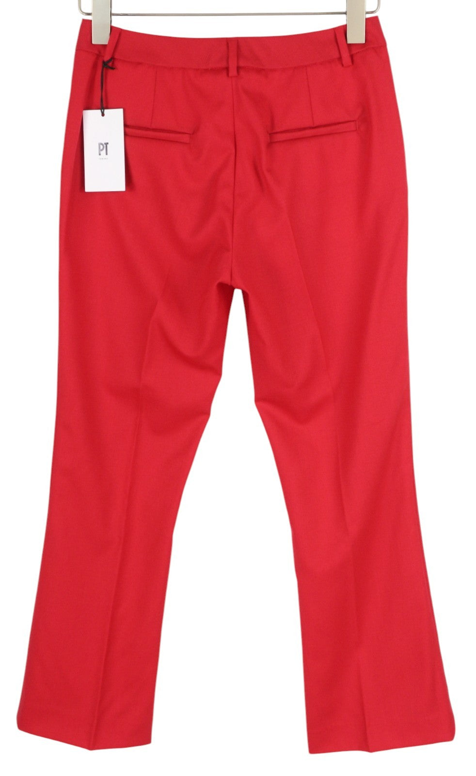 PT TORINO Jaine Women Trousers 42 W30 Red Bootcut Fit Ankle Length Zip RRP€249