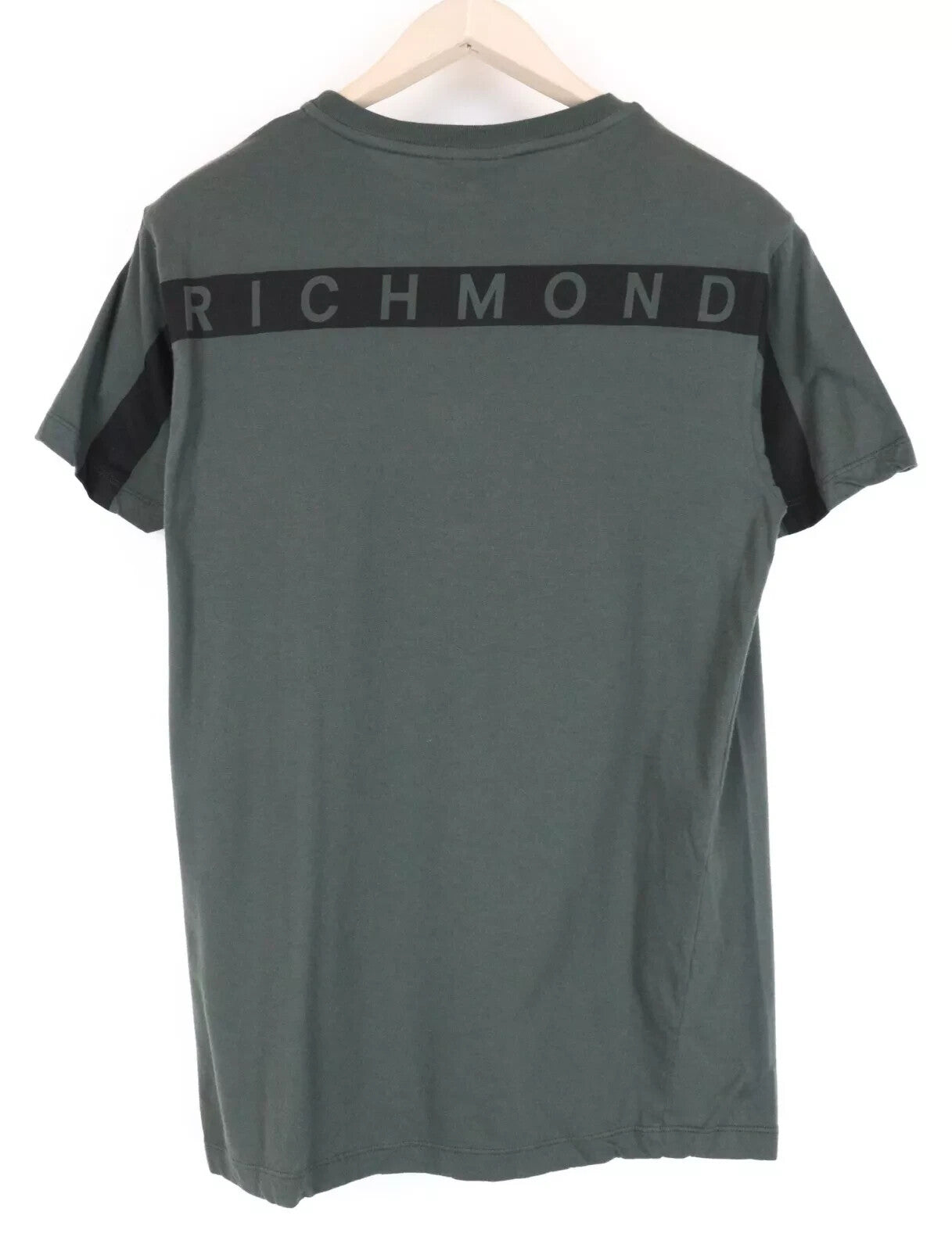 RICHMOND Men Tee L Green Cotton T-Shirt Short Sleeve Casual