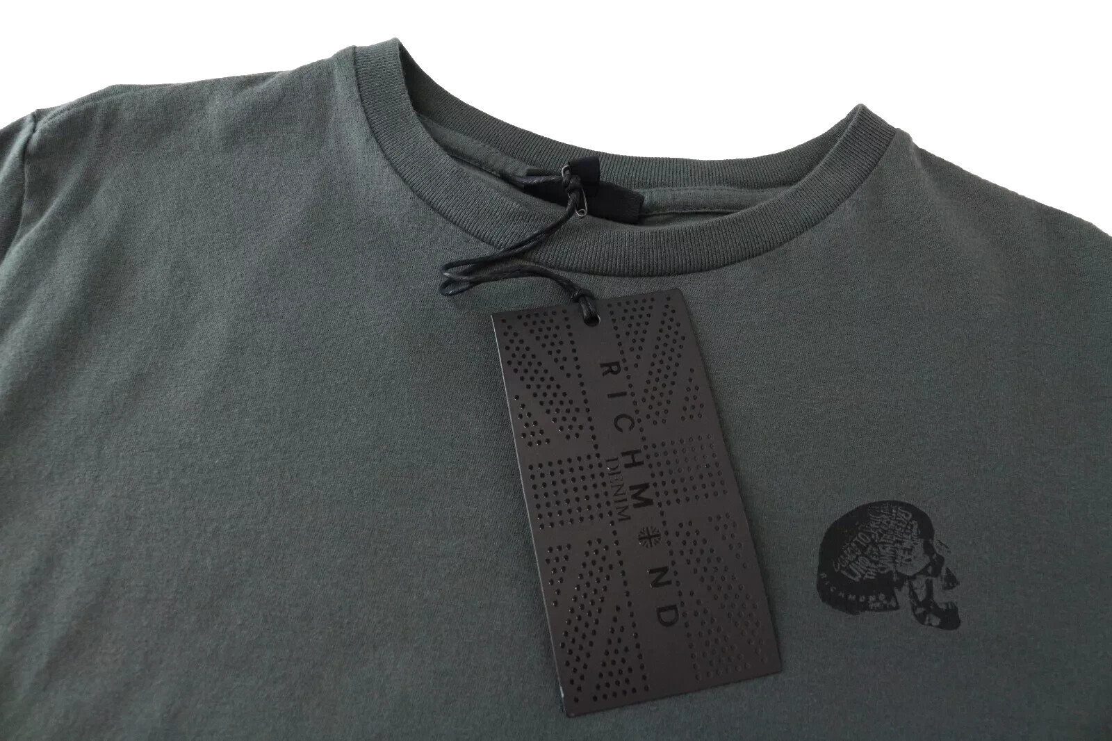 RICHMOND Men Tee L Green Cotton T-Shirt Short Sleeve Casual