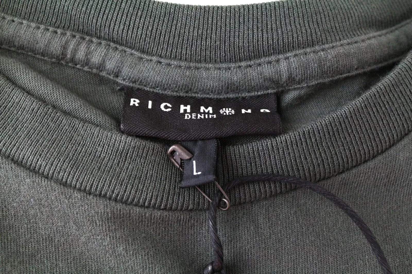 RICHMOND Men Tee L Green Cotton T-Shirt Short Sleeve Casual