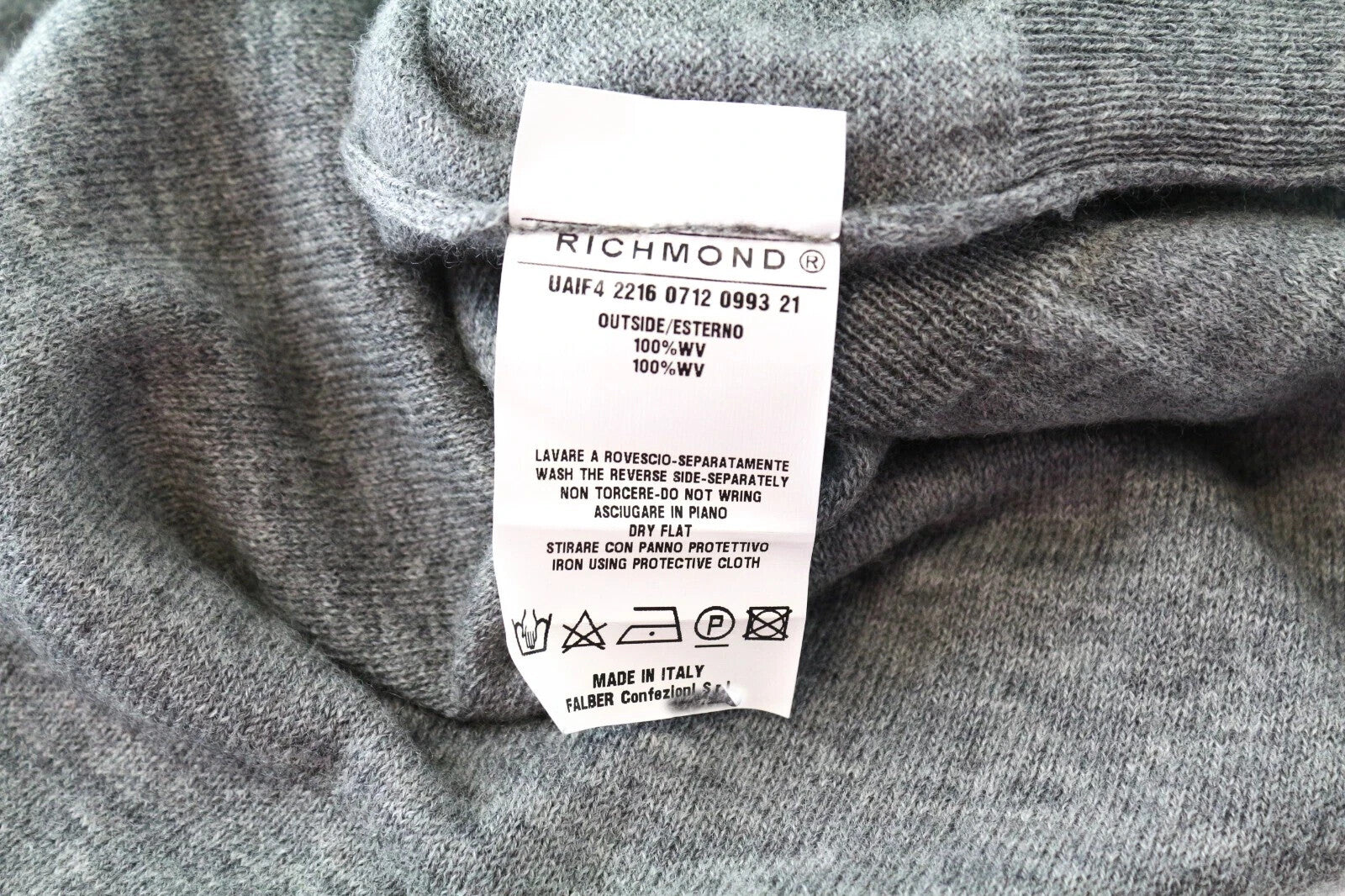 RICHMOND M/L Men Sweatshirt Grey Wool Pullover Ripped Long Sleeve