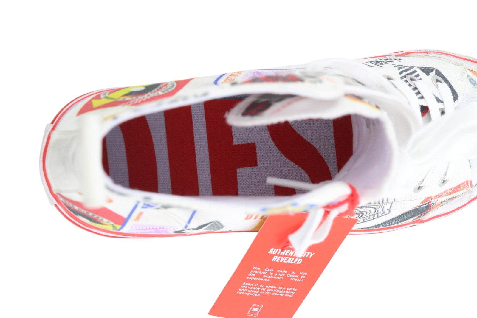 DIESEL S-Athos Mid Men Sneakers EU45 Patterned High Top Laced Almond Toe RRP€160