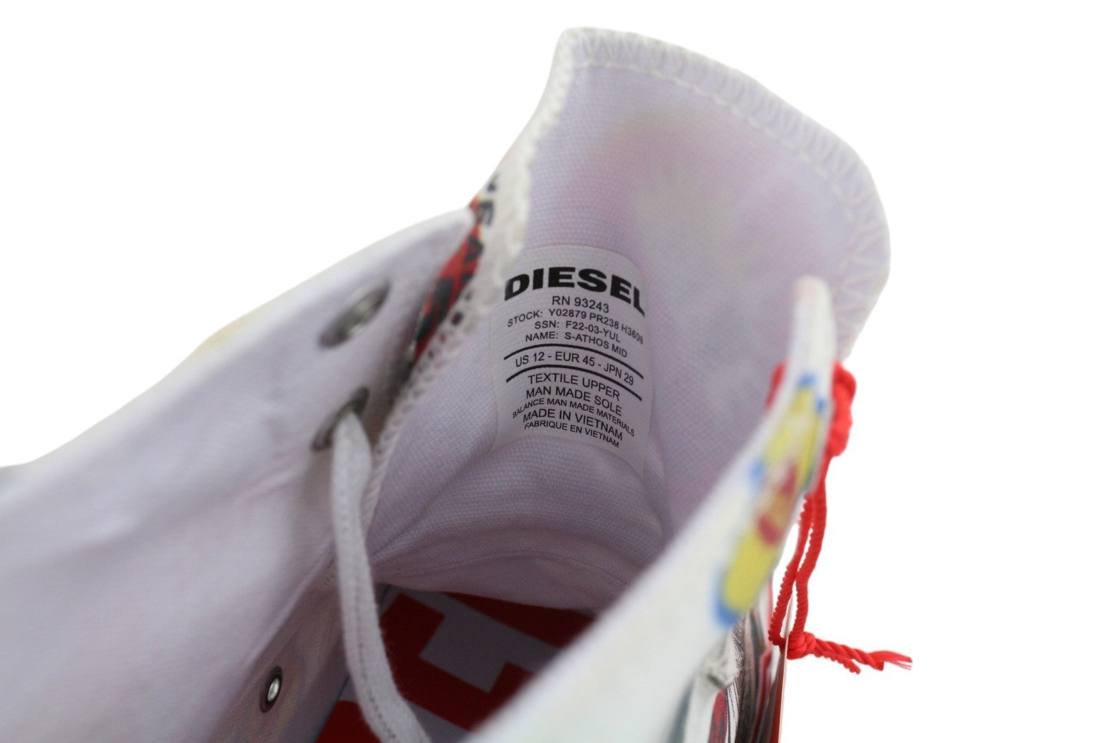 DIESEL S-Athos Mid Men Sneakers EU45 Patterned High Top Laced Almond Toe RRP€160