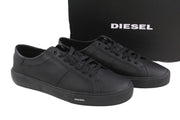 DIESEL S-Mydori Lc Men Sneakers EU45 Black Leather Laced Low Top Logo RRP€200