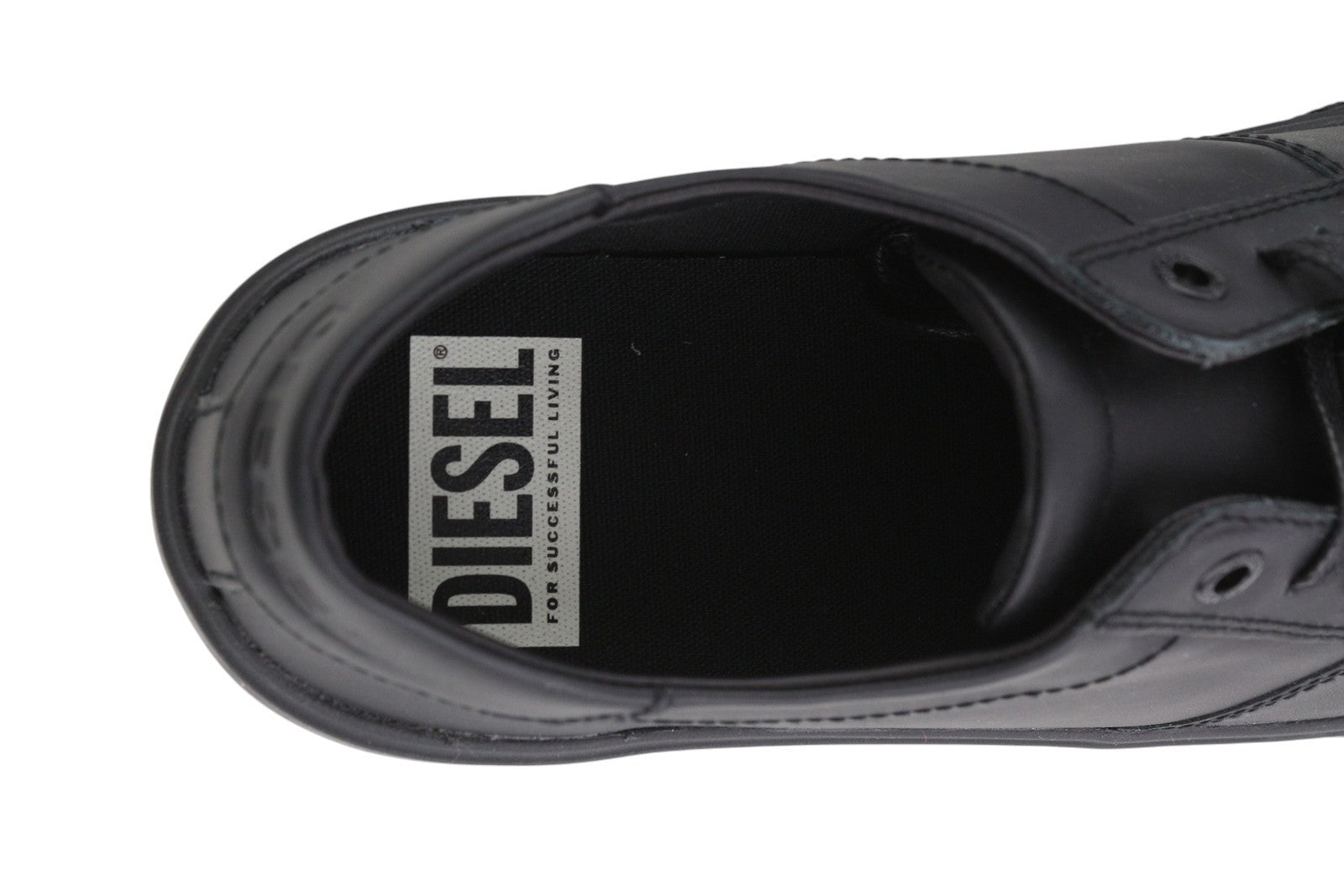 DIESEL S-Mydori Lc Men Sneakers EU45 Black Leather Laced Low Top Logo RRP€200