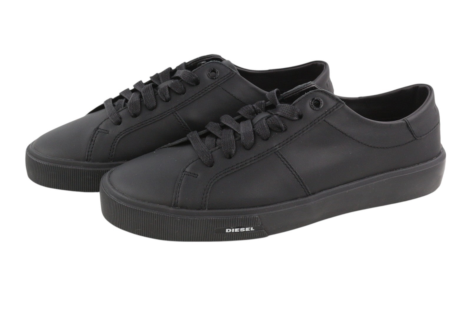 DIESEL S-Mydori Lc Men Sneakers EU45 Black Leather Laced Low Top Logo RRP€200