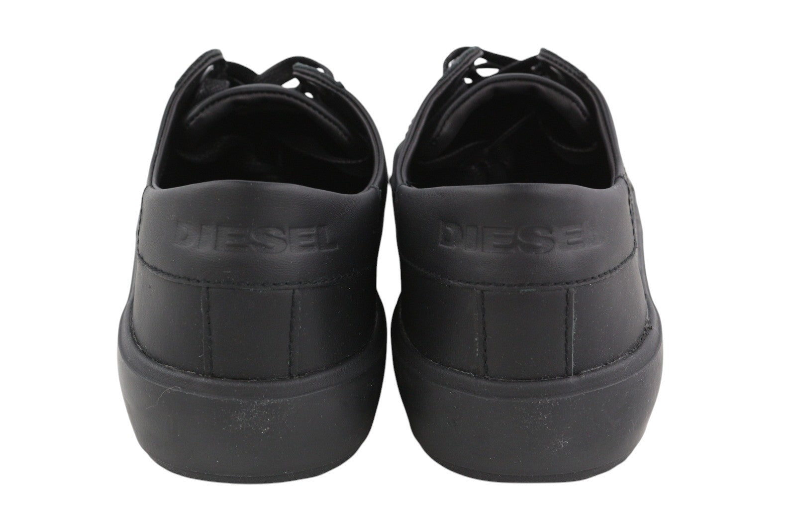 DIESEL S-Mydori Lc Men Sneakers EU45 Black Leather Laced Low Top Logo RRP€200