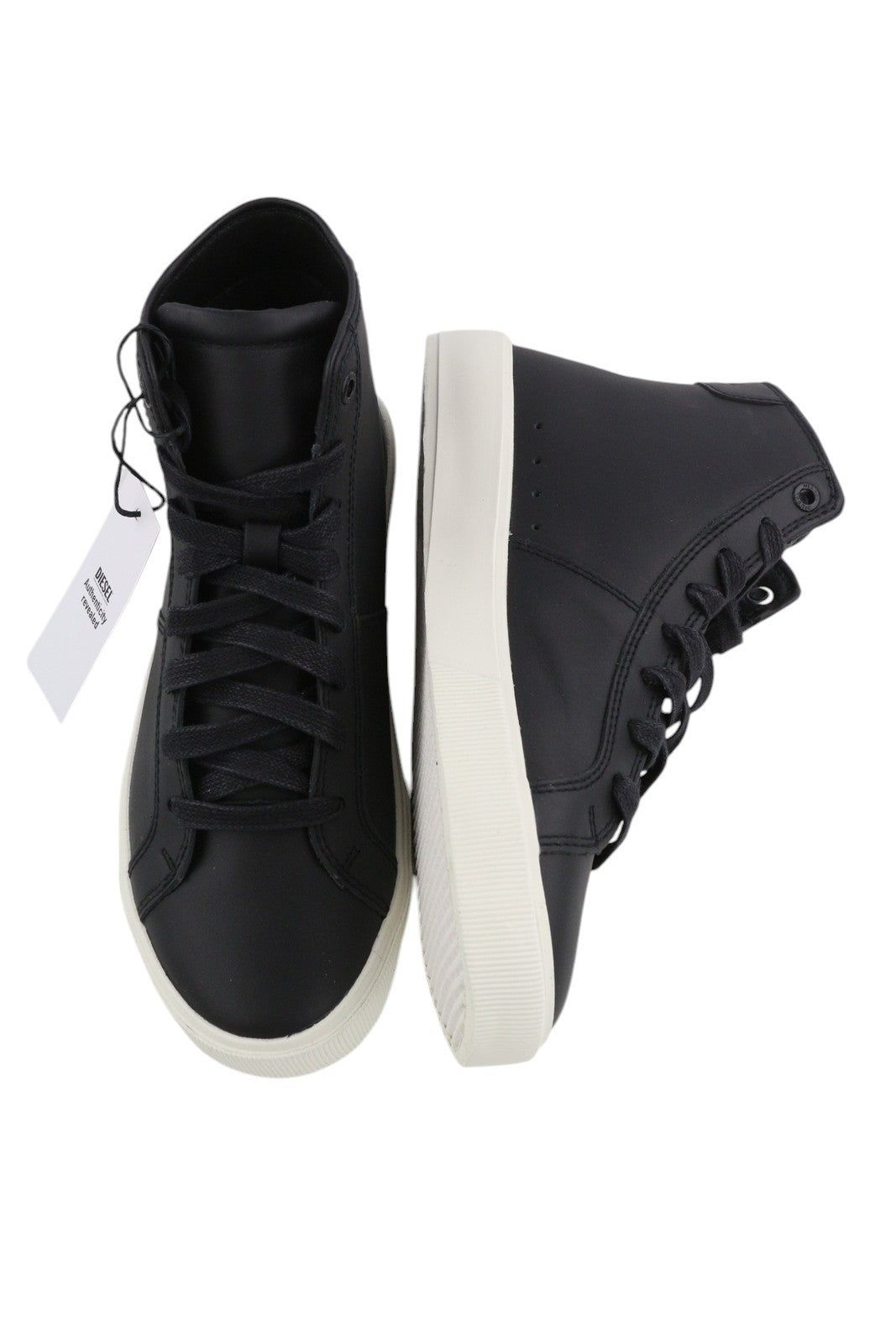 DIESEL S-Mydori Mc W moteriški sportbačiai, juodos odos, su raišteliais, migdolų nosimi, RRP220