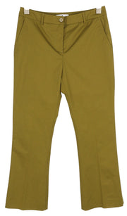 PT TORINO Jaine Women Trousers 42 W30 Green Bootcut Fit Ankle Length Zip RRP€249