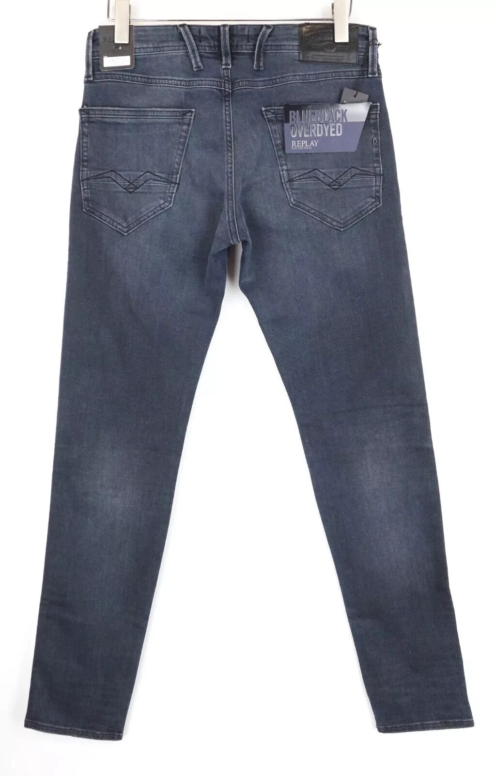 REPLAY Anbass Men Jeans W30/L34 Washed Blue Cotton Stretch Slim Fit