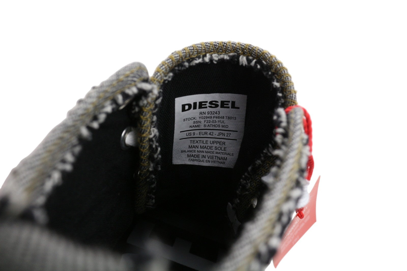 DIESEL S-Athos Mid Men Sneakers EU42 Dark Denim Look Laced Almond Toe RRP€160