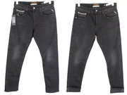 REPLAY Grover vyriški džinsai W30/L32 juodi džinsiniai su užsegimu, tamprūs, tiesūs 