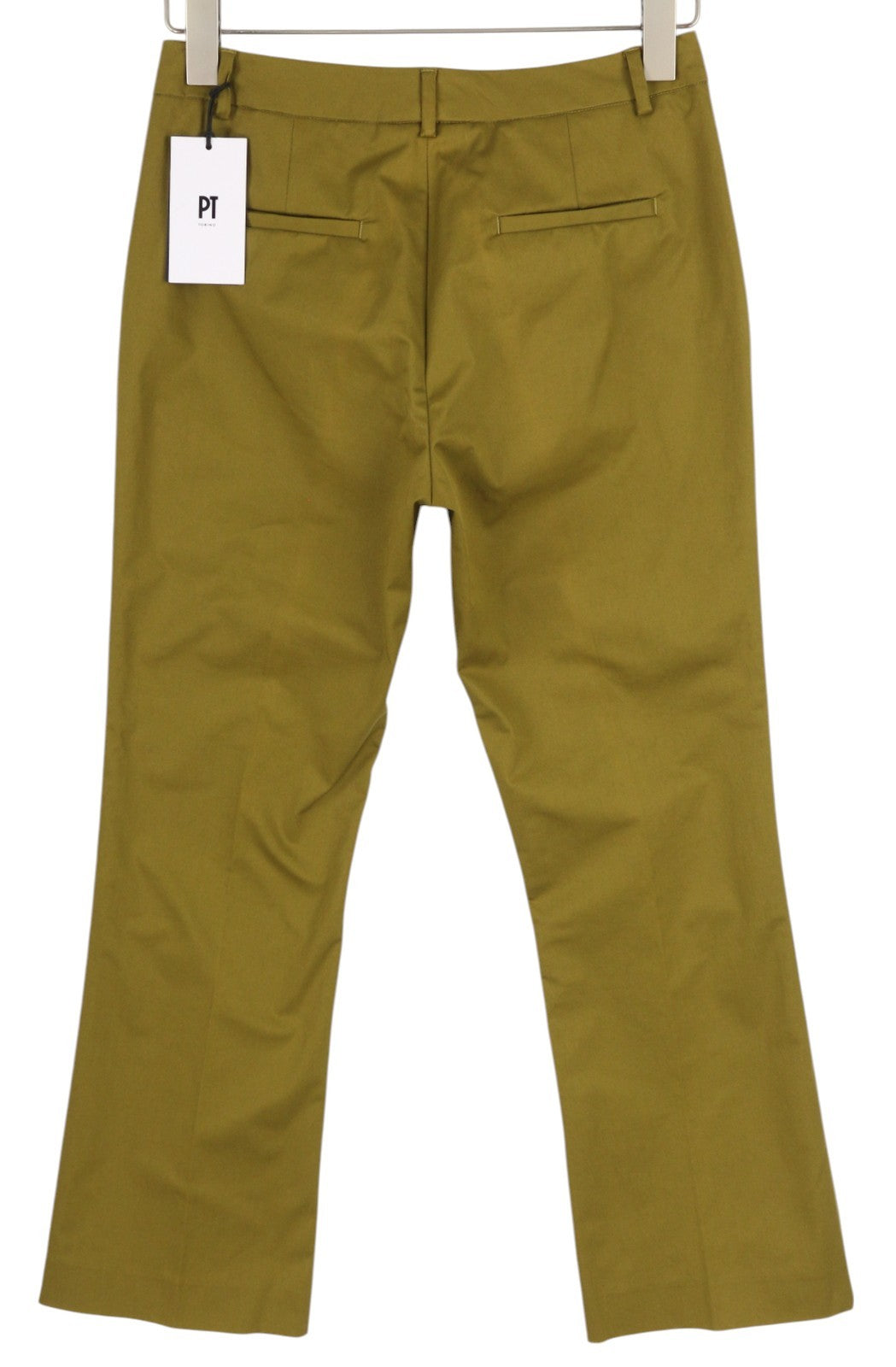 PT TORINO Jaine Women Trousers 40 W29 Green Bootcut Fit Ankle Length Zip RRP€249