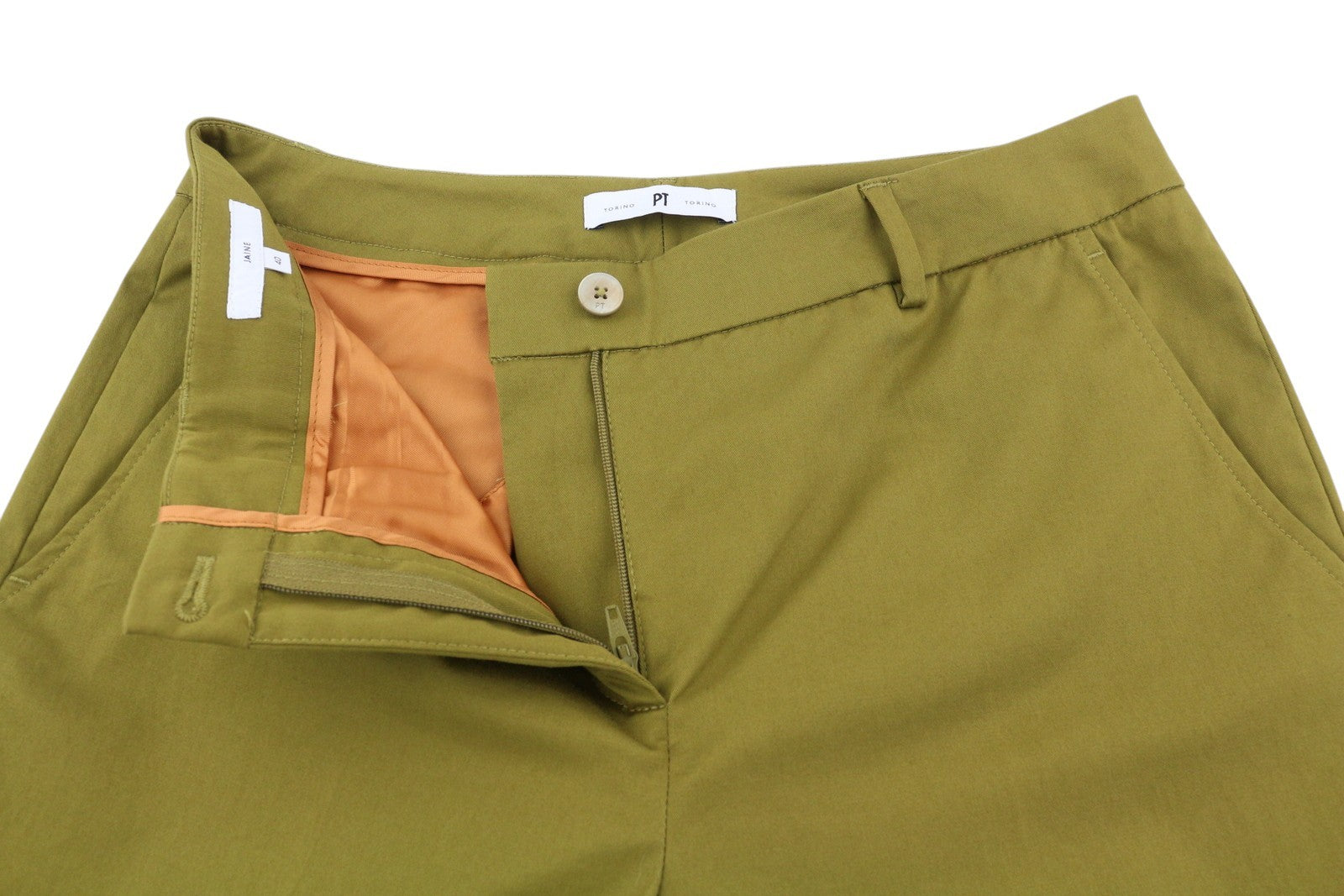 PT TORINO Jaine Women Trousers 40 W29 Green Bootcut Fit Ankle Length Zip RRP€249